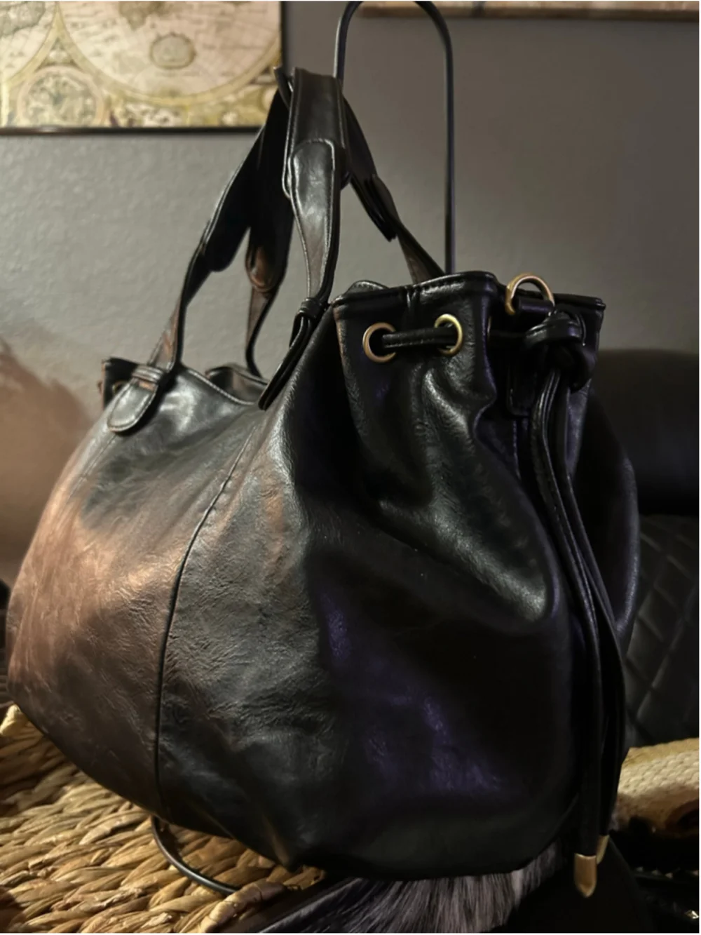 Women's Black Satchel Handbag, One Size